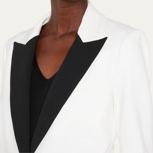 Veronica Beard Ashburn White Blazer with Black Contrasting Lapels - Picture 3 of 11